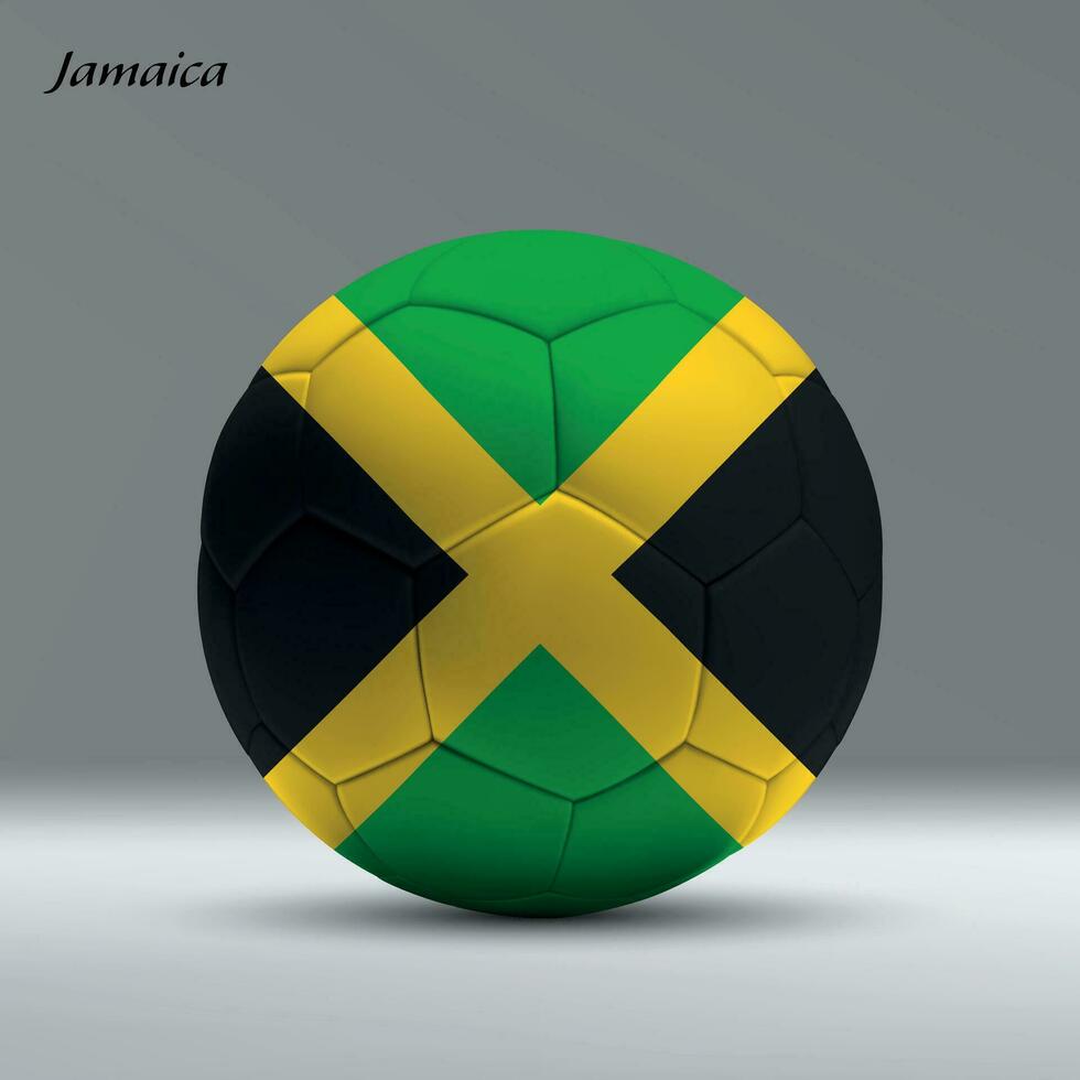 3d realistic soccer ball iwith flag of Jamaica on studio background vector