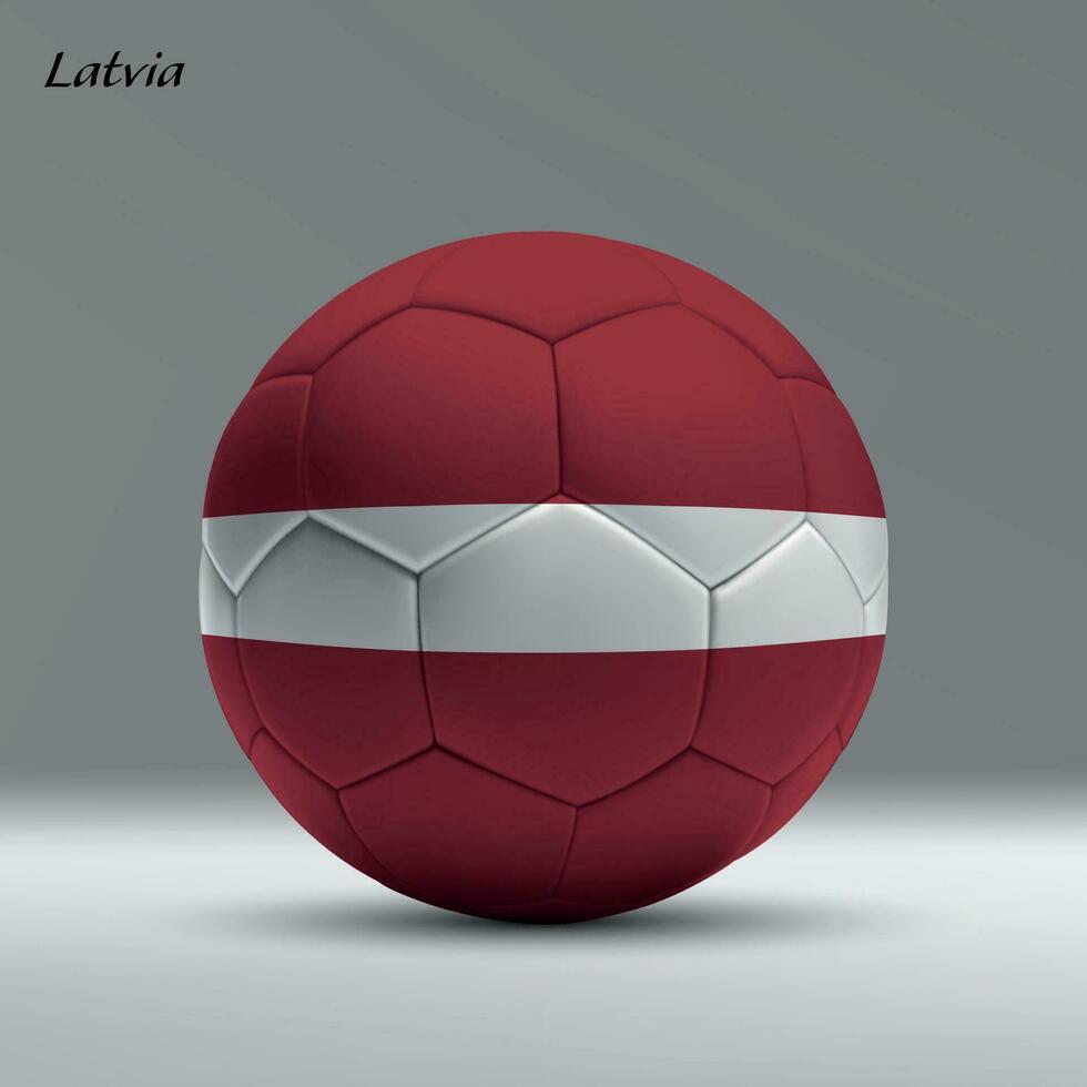 3d realistic soccer ball iwith flag of Latvia on studio background vector