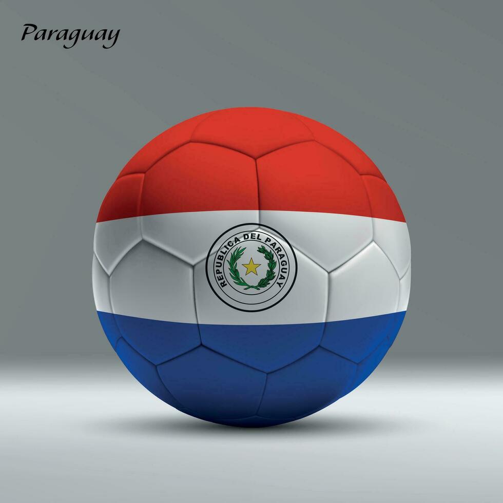 3d realista fútbol pelota yo con bandera de paraguay en estudio antecedentes vector