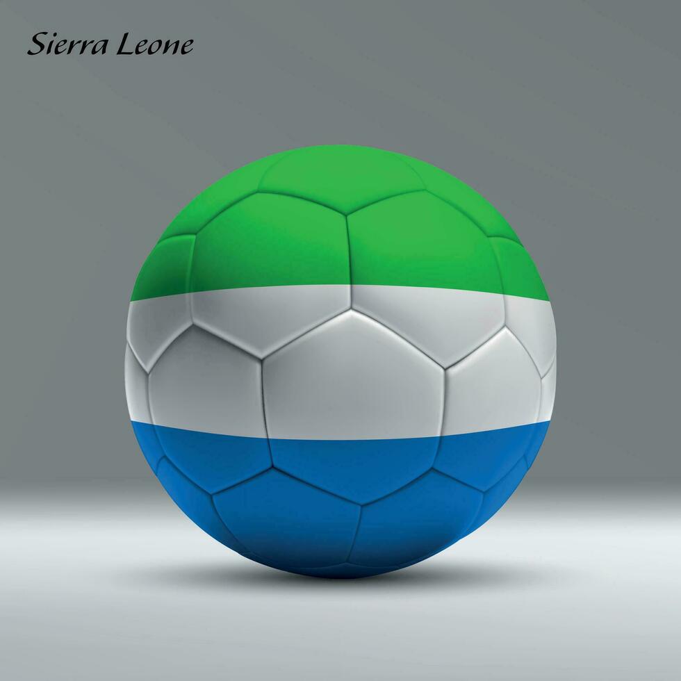 3d realistic soccer ball iwith flag of Sierra Leone on studio background vector