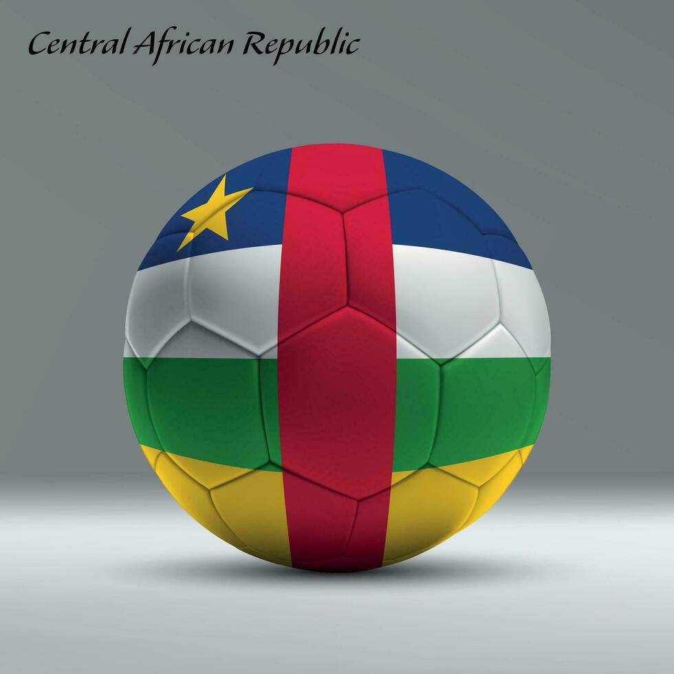 3d realista fútbol pelota yo con bandera de central africano república en estudio antecedentes vector