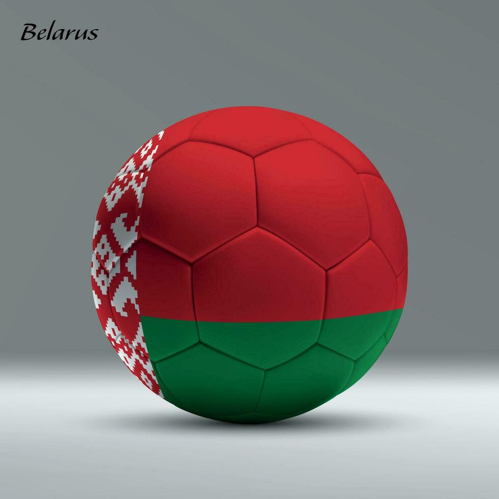 3d realistic soccer ball iwith flag of Belarus on studio background vector