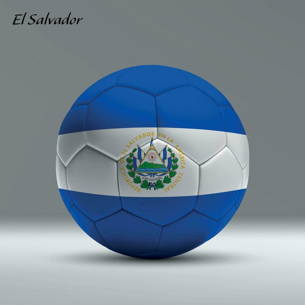 3d realistic soccer ball iwith flag of El Salvador on studio background vector