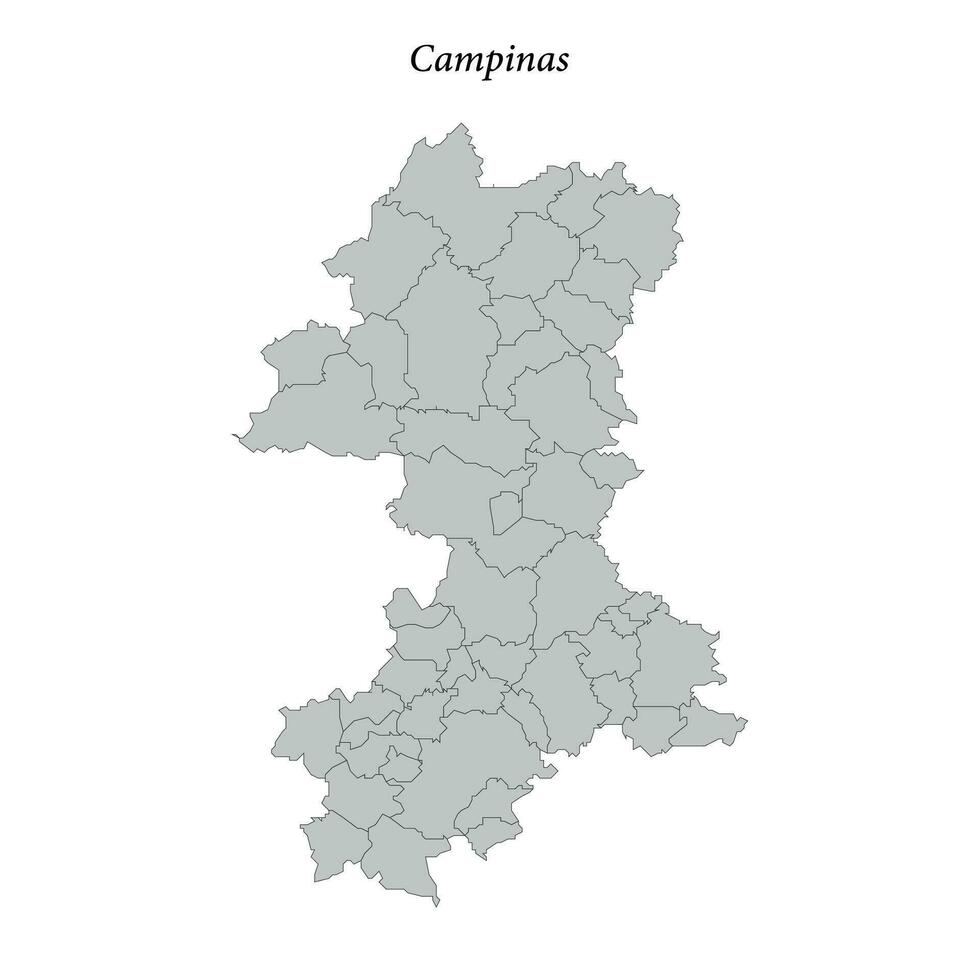 mapa de campinas es un mesorregión en sao paulo con fronteras municipios vector