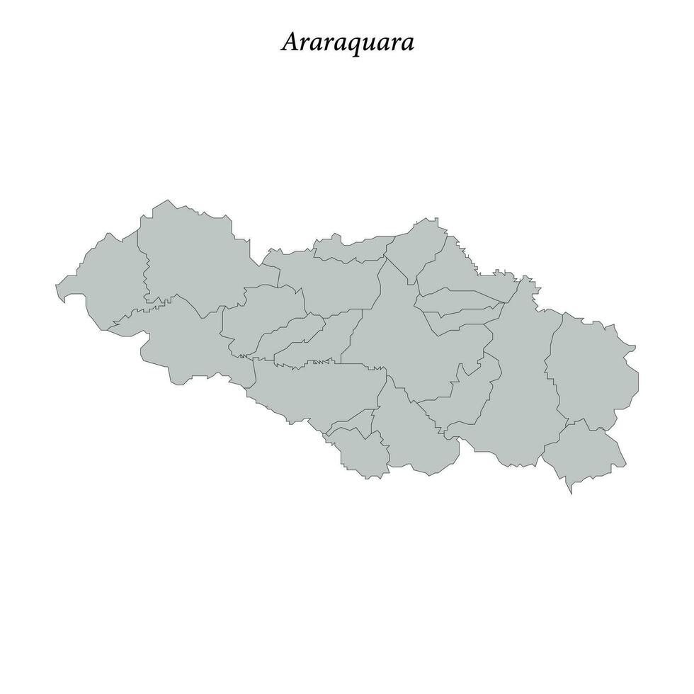 map of Araraquara is a mesoregion in Sao Paulo with borders municipalities vector