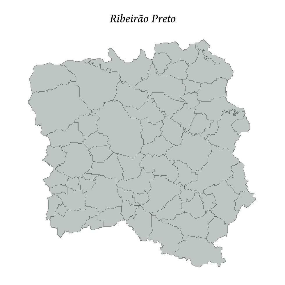 mapa de ribeirão preto es un mesorregión en sao paulo con fronteras municipios vector