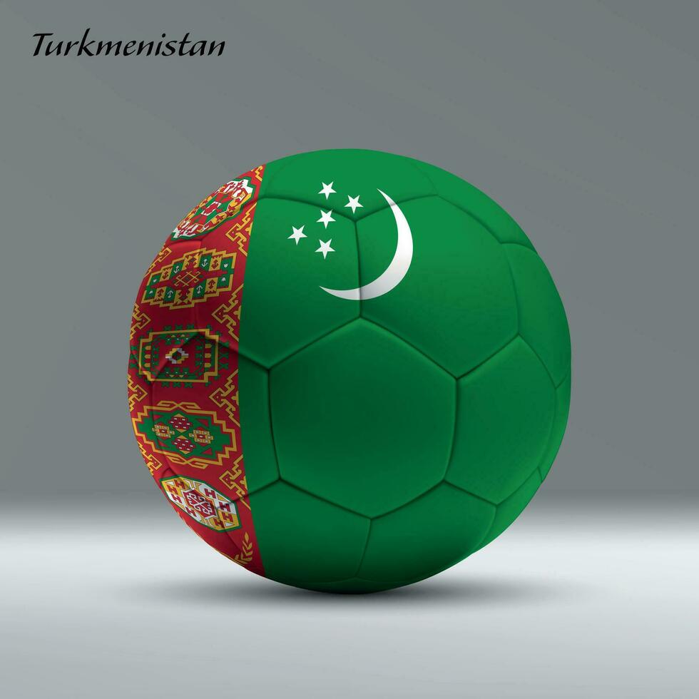 3d realista fútbol pelota yo con bandera de Turkmenistán en estudio antecedentes vector