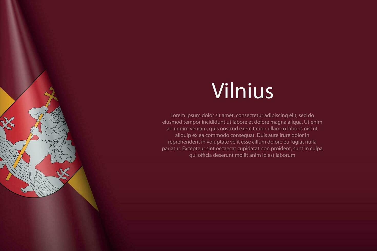 3d flag of Vilnius, is a city of Lithuania vector