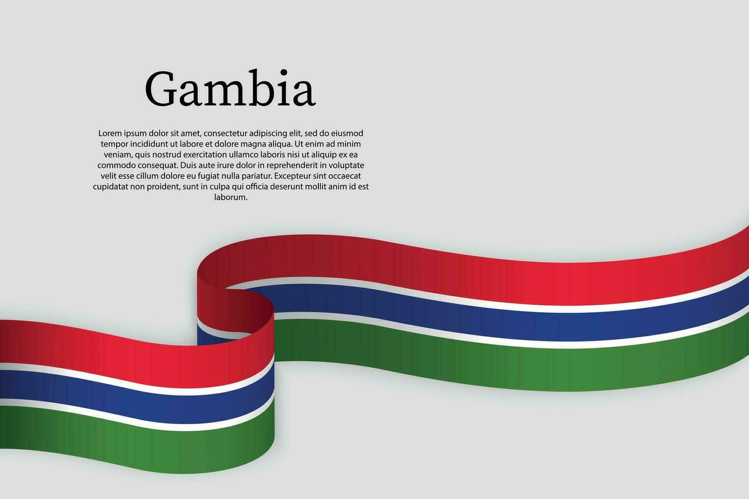 Ribbon flag of Gambia. Celebration background vector