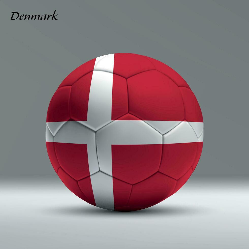 3d realistic soccer ball iwith flag of Denmark on studio background vector
