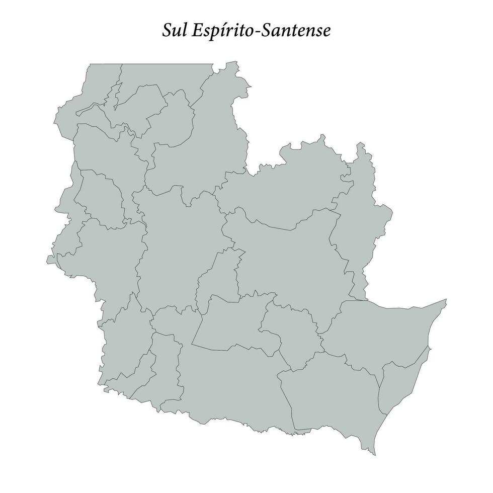 mapa de sul espirito-santense es un mesorregión en espíritu santo con fronteras municipios vector