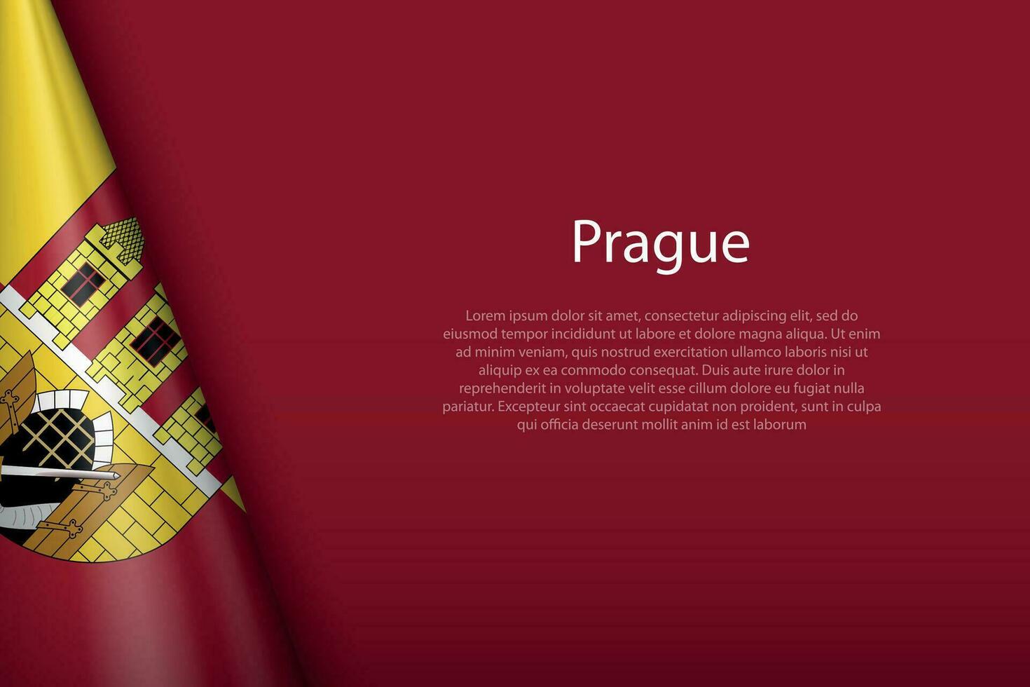3d flag of Prague, is a city of Czech Republic vector