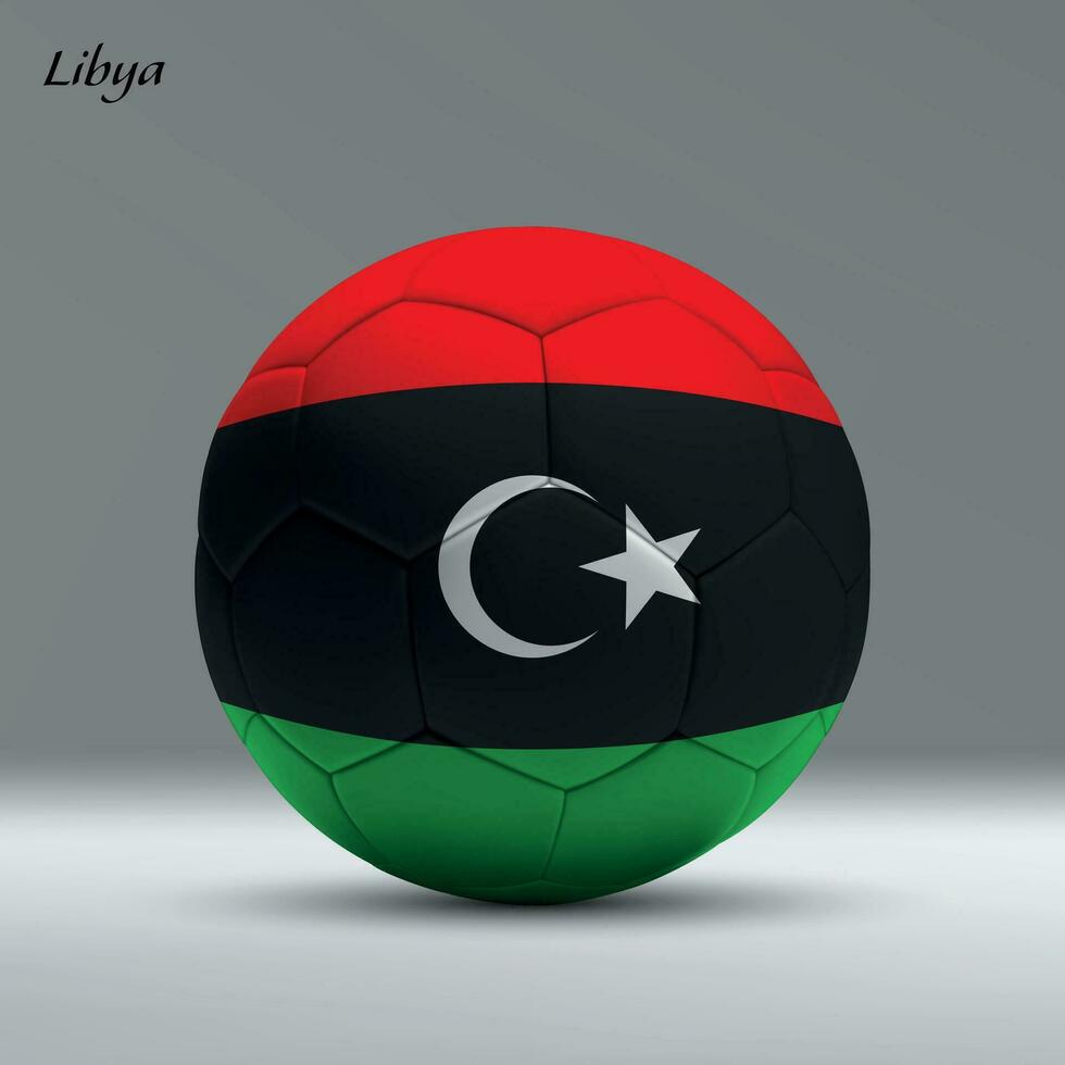 3d realistic soccer ball iwith flag of Libya on studio background vector