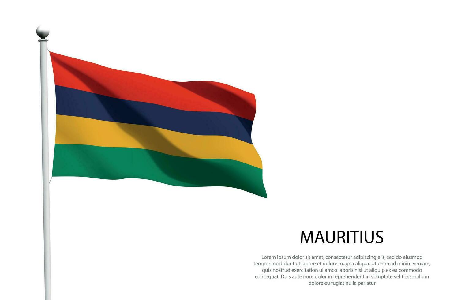 National flag Mauritius waving on white background vector