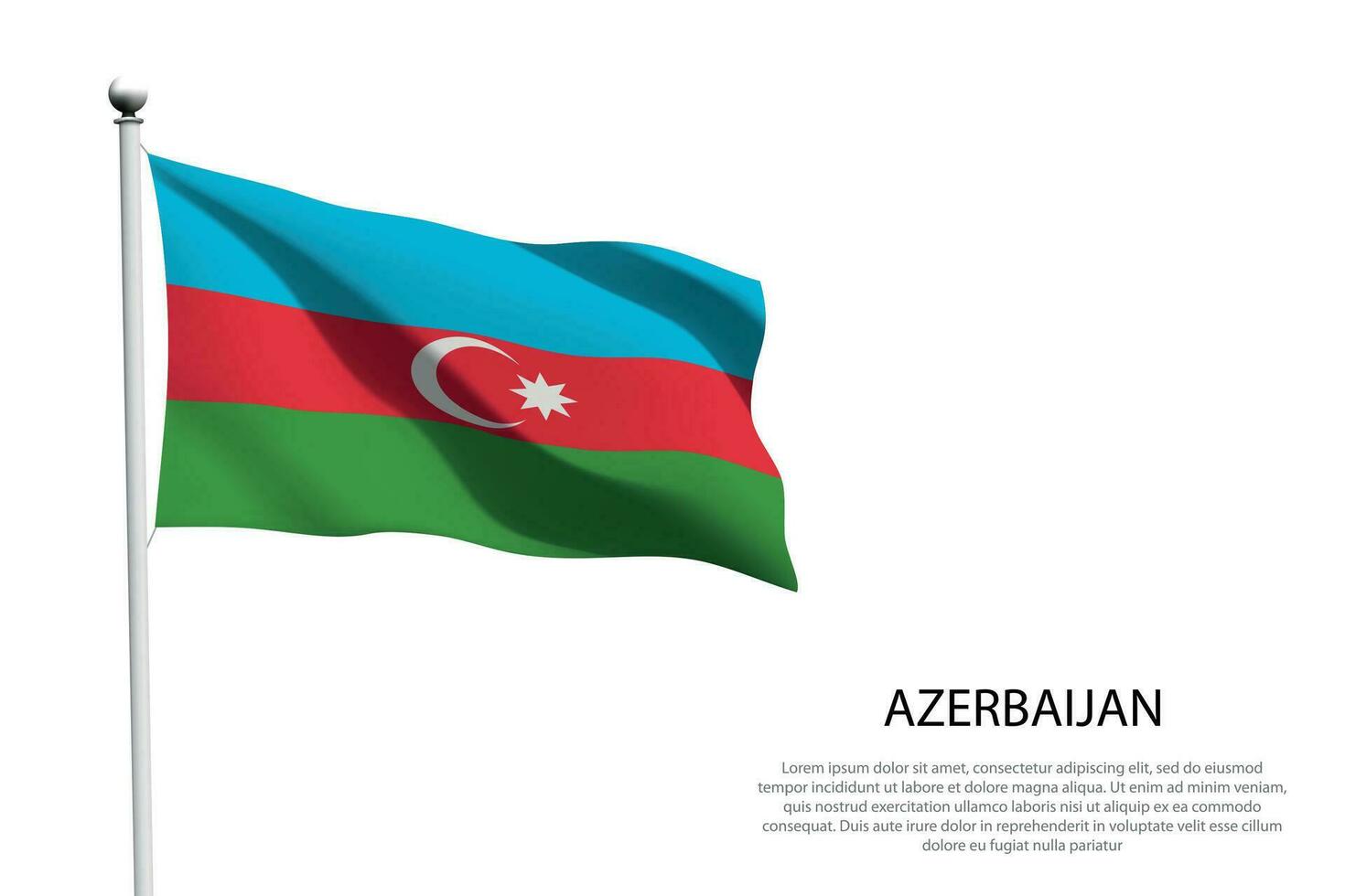 national flag Azerbaijan waving on white background vector