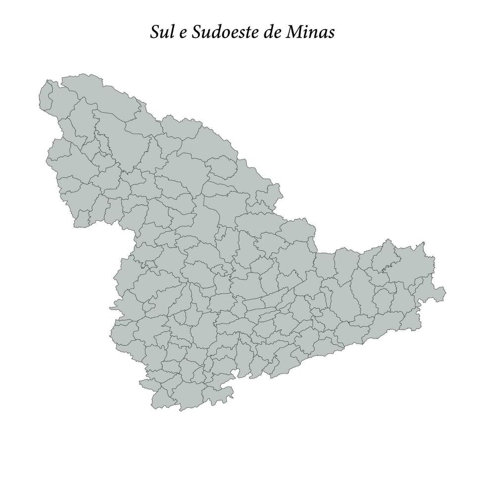 map of Sul e Sudoeste de Minas is a mesoregion in Minas Gerais with borders municipalities vector
