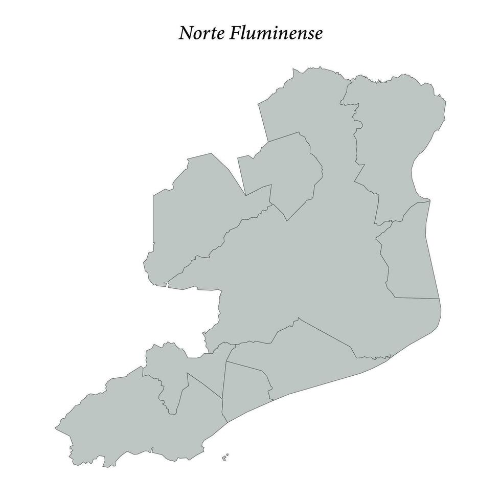 map of Norte Fluminense is a mesoregion in Rio de Janeiro with borders municipalities vector