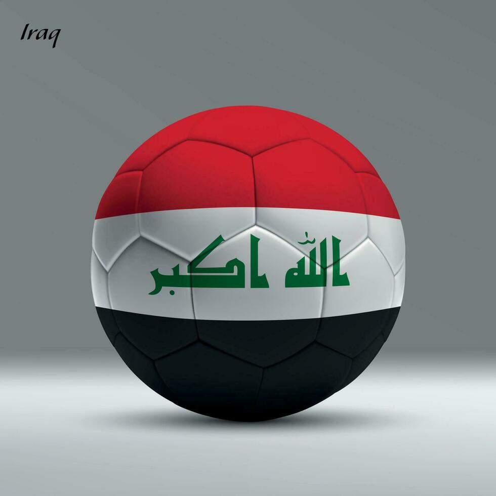 3d realista fútbol pelota yo con bandera de Irak en estudio antecedentes vector