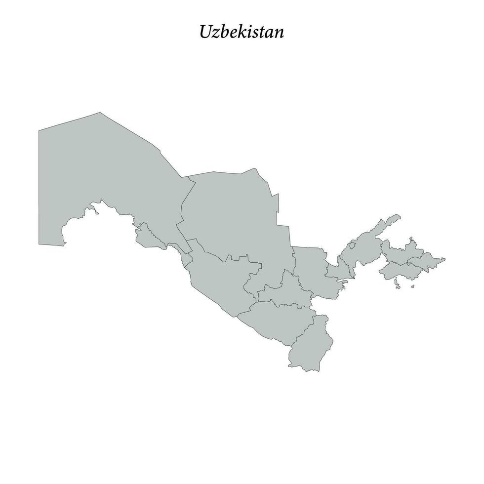Simple flat Map of Uzbekistan with borders vector