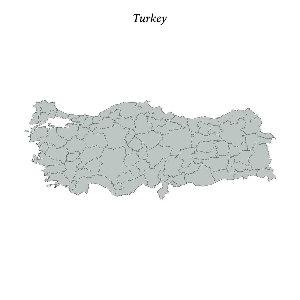 Simple flat Map of Turkey with borders vector