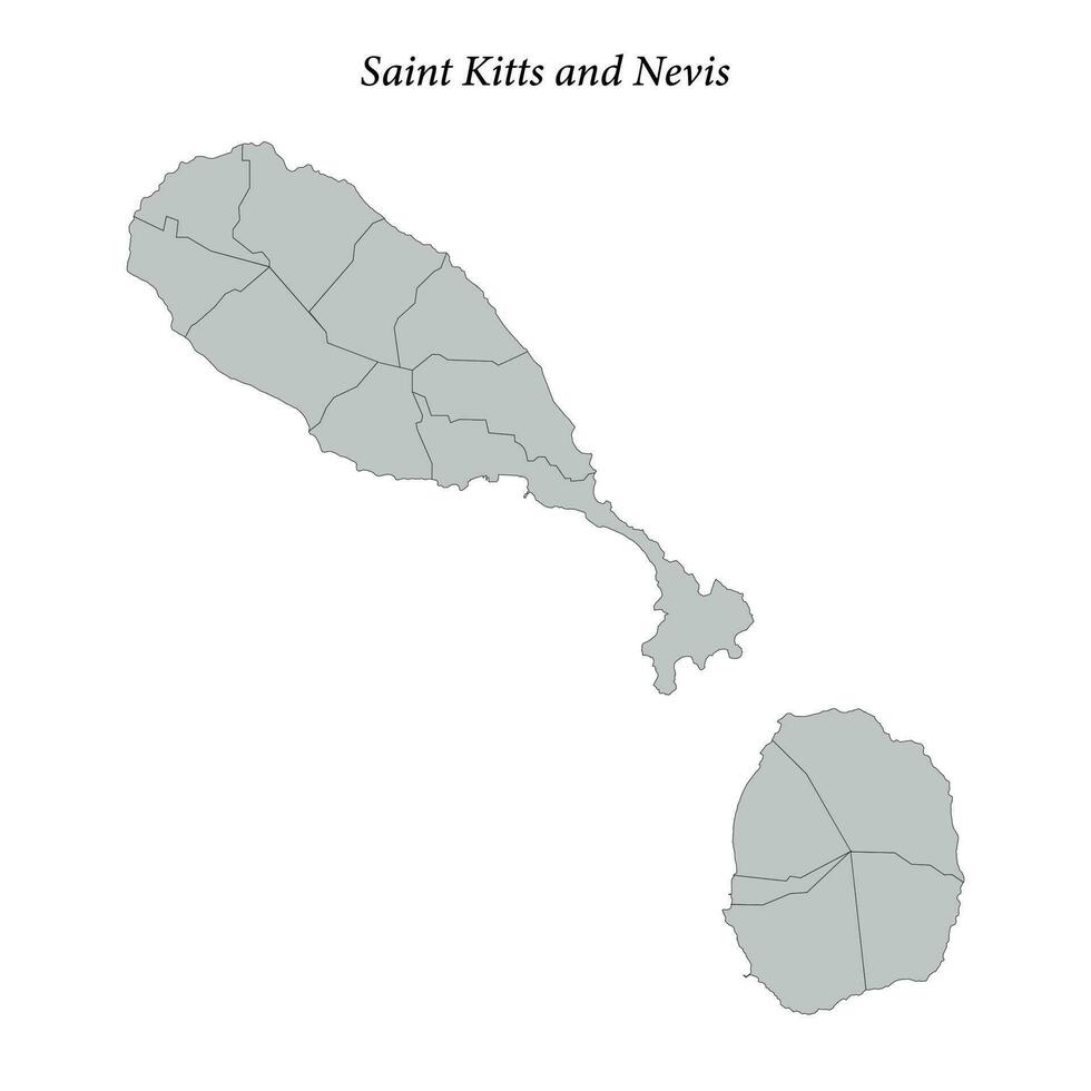sencillo plano mapa de Santo kitts y nevis con fronteras vector