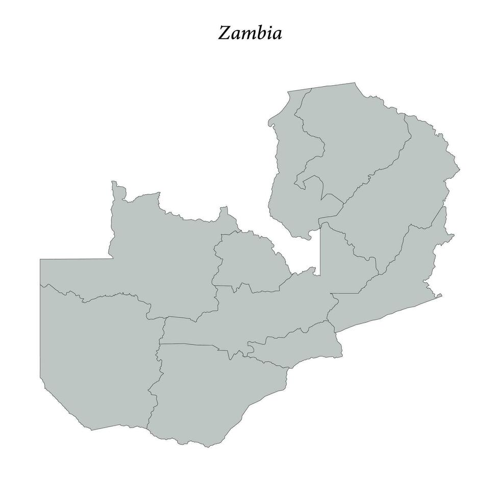 Simple flat Map of Zambia with borders vector