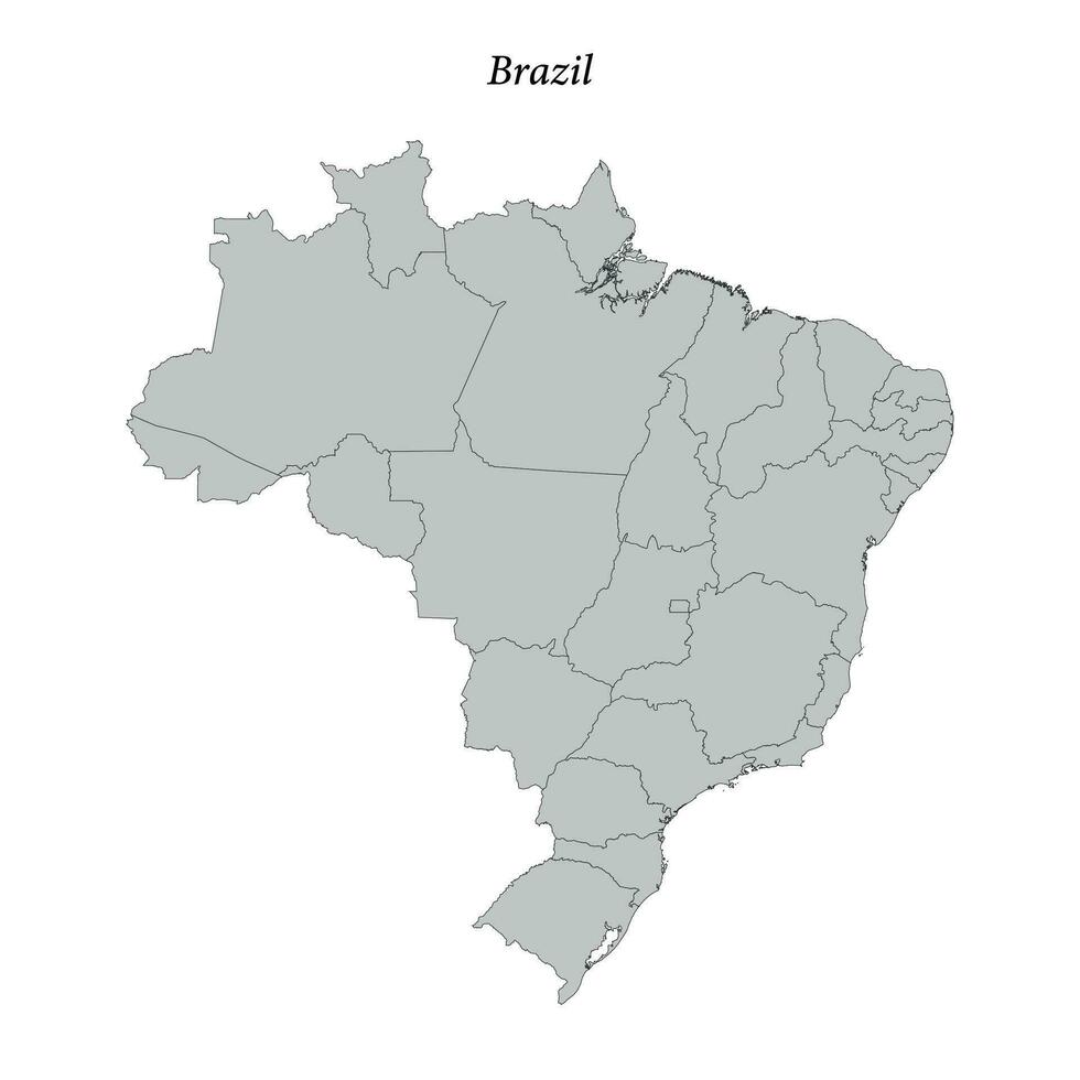 Simple flat Map of Brazil with borders vector