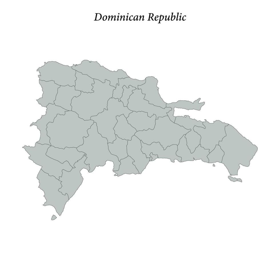 Simple flat Map of Dominican Republic with borders vector