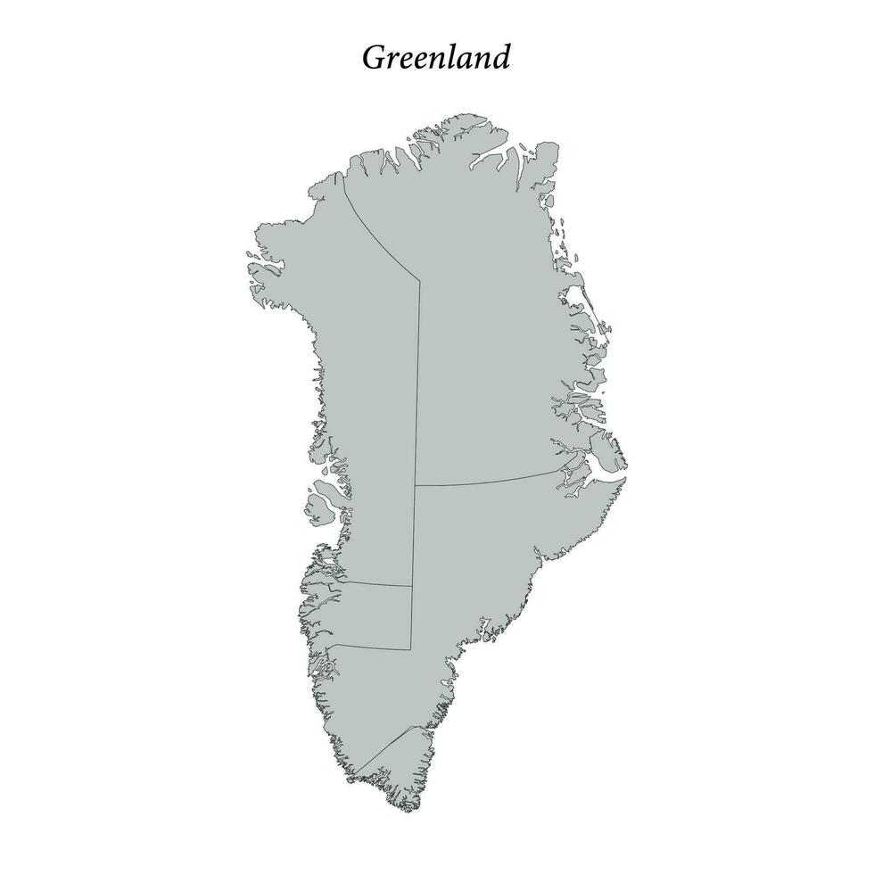 sencillo plano mapa de Groenlandia con fronteras vector