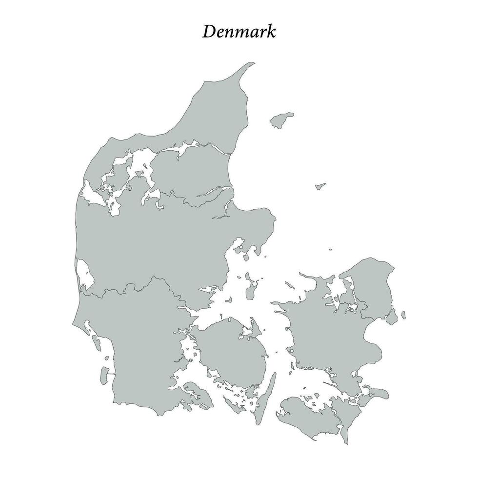 Simple flat Map of Denmark with borders vector