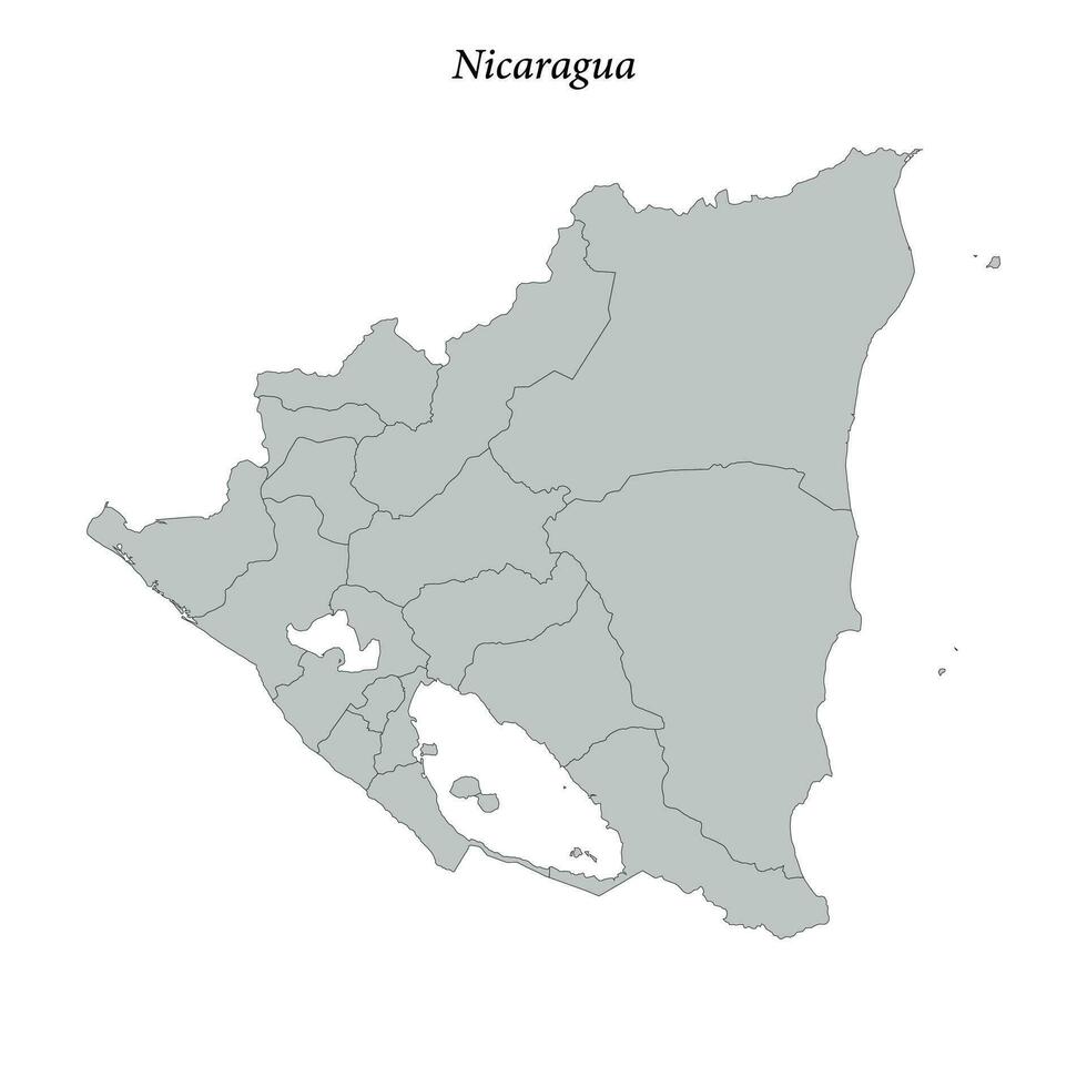 Simple flat Map of Nicaragua with borders vector