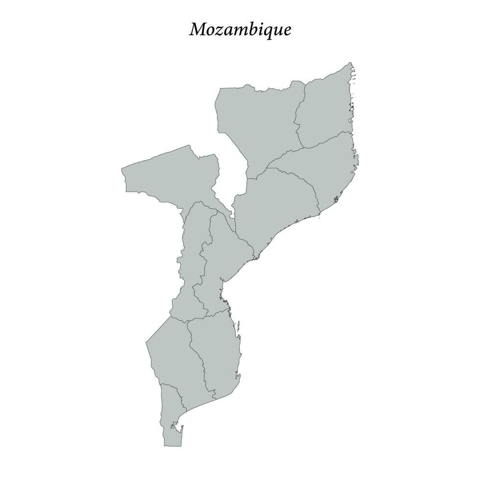 Simple flat Map of Mozambique with borders vector