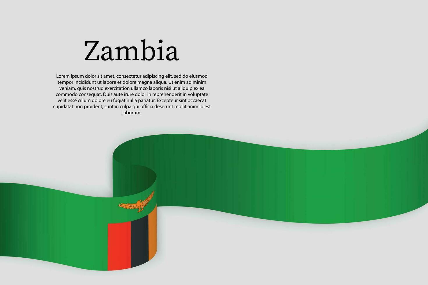 Ribbon flag of Zambia. Celebration background vector