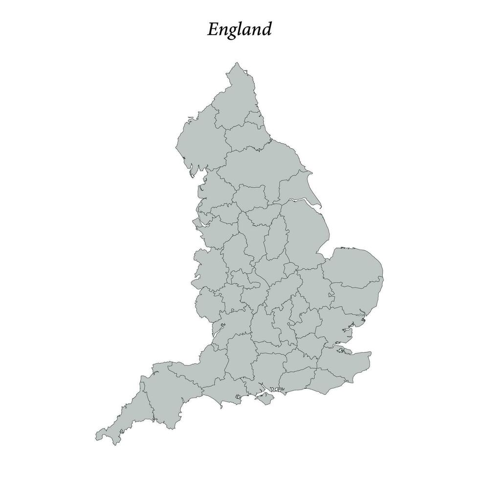 Simple flat Map of England with borders vector