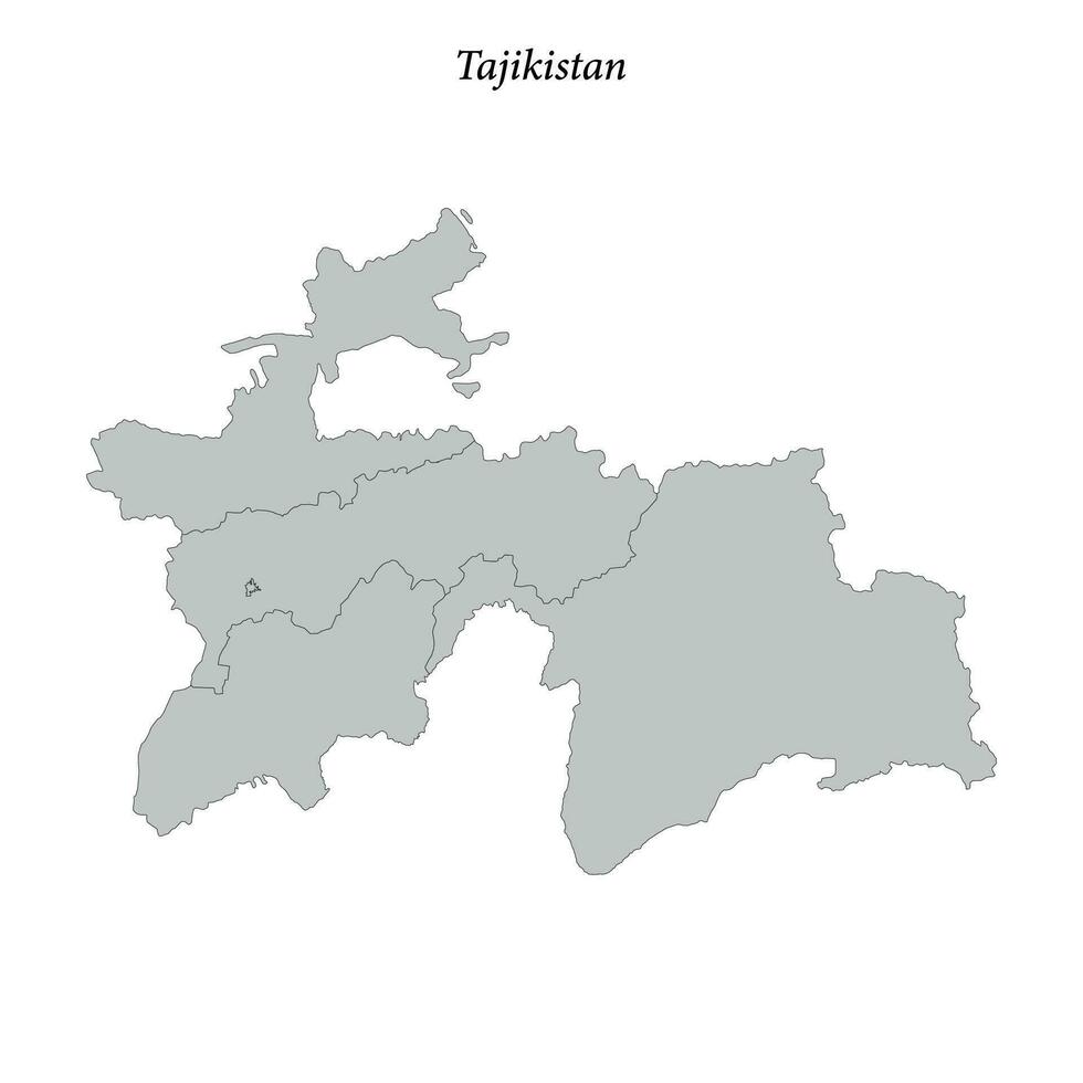 Simple flat Map of Tajikistan with borders vector