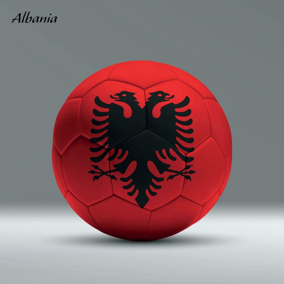 3d realistic soccer ball iwith flag of Albania on studio background vector