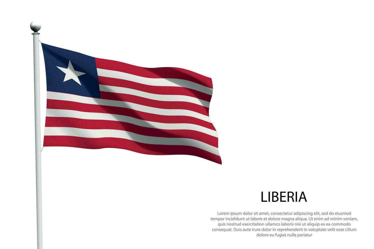 nacional bandera Liberia ondulación en blanco antecedentes vector