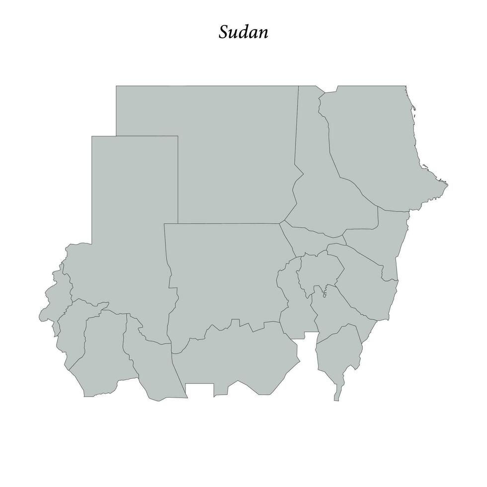 Simple flat Map of Sudan with borders vector