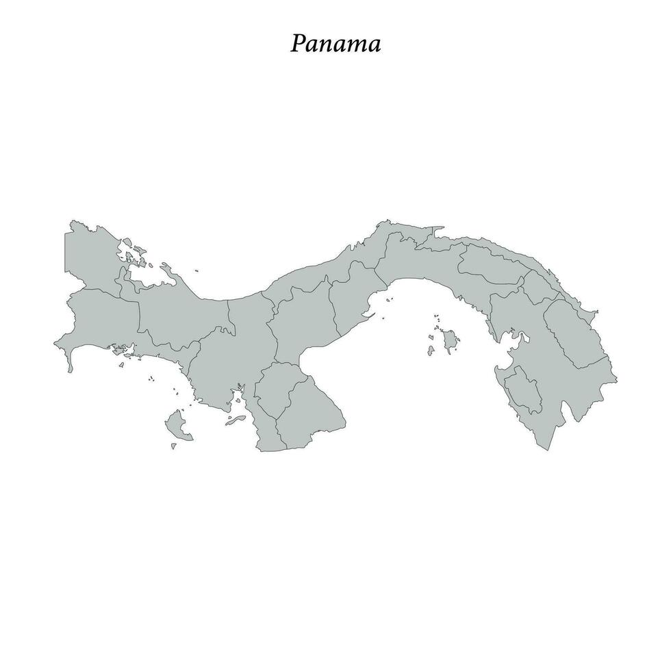 Simple flat Map of Panama with borders vector