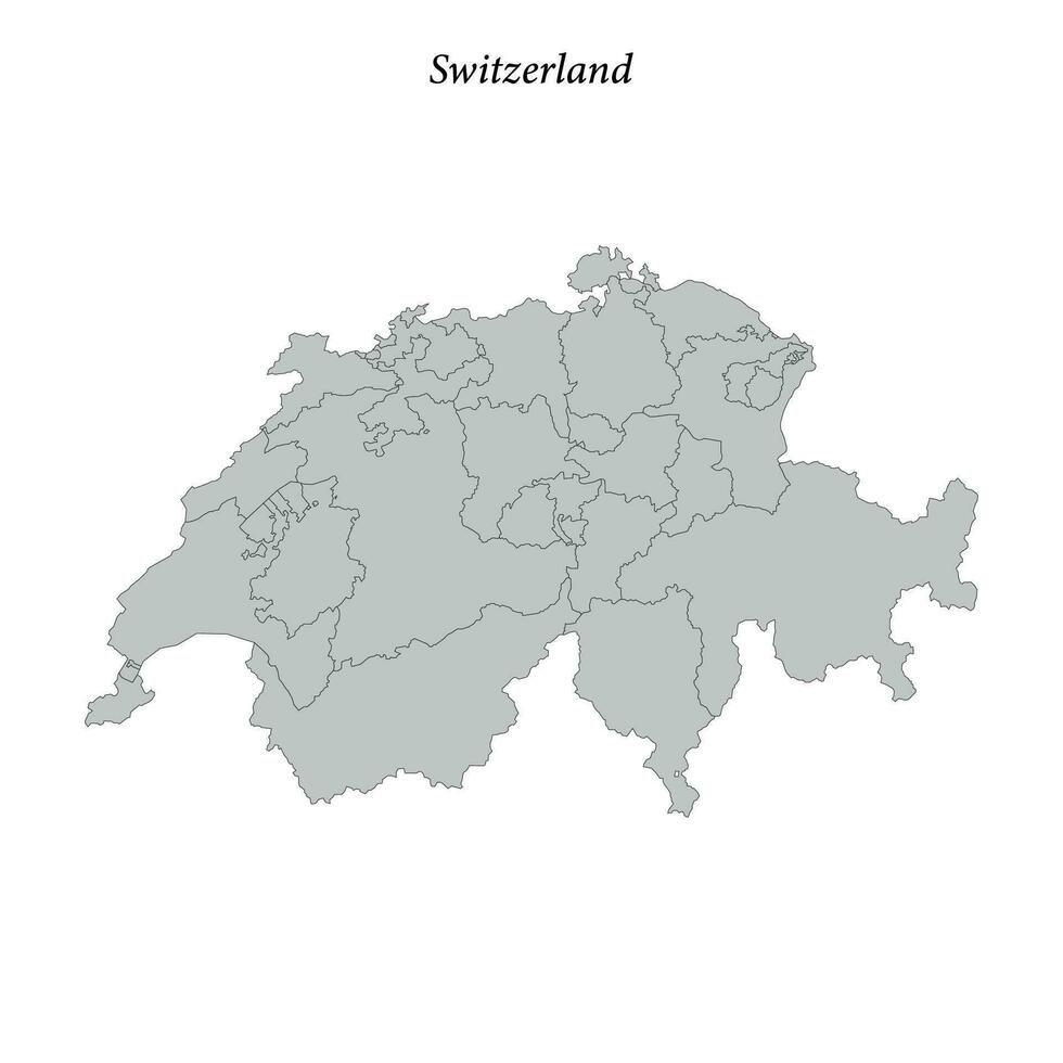 Simple flat Map of Switzerland with borders vector