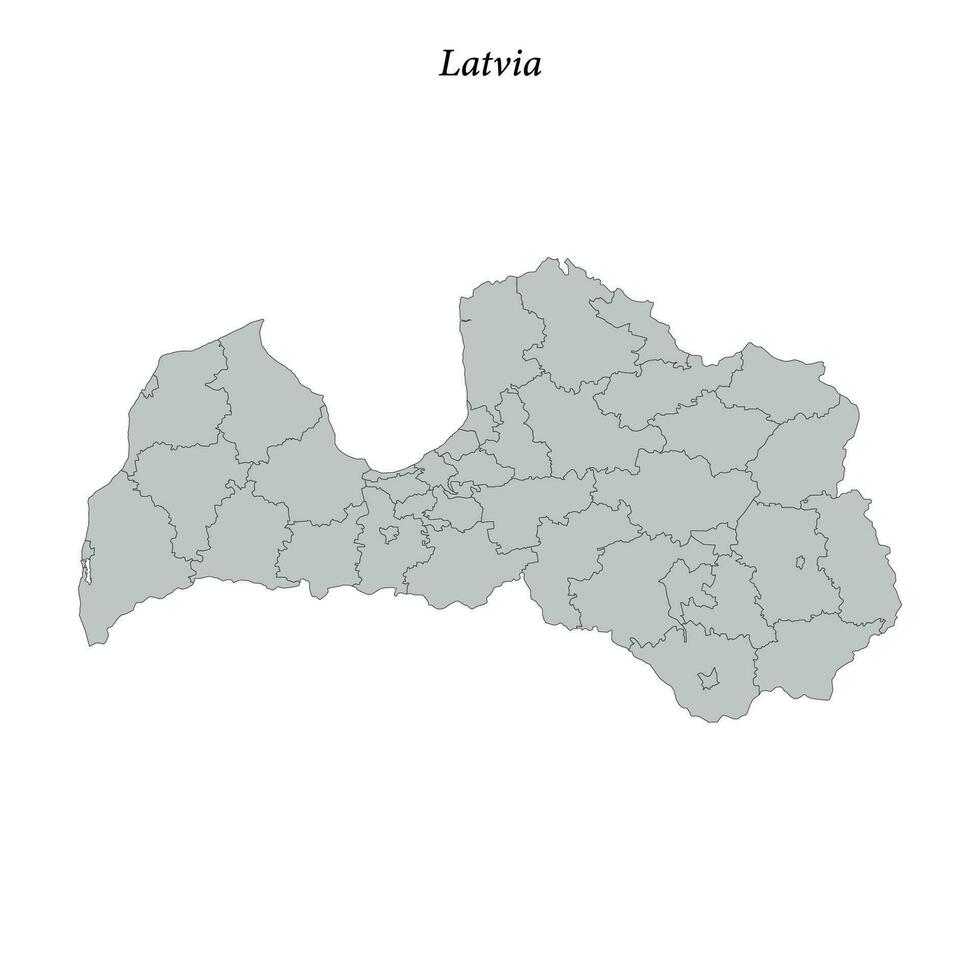 Simple flat Map of Latvia with borders vector