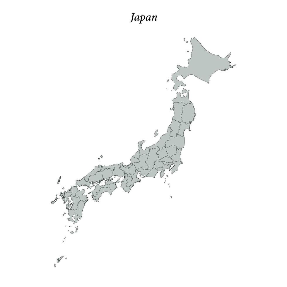 Simple flat Map of Japan with borders vector