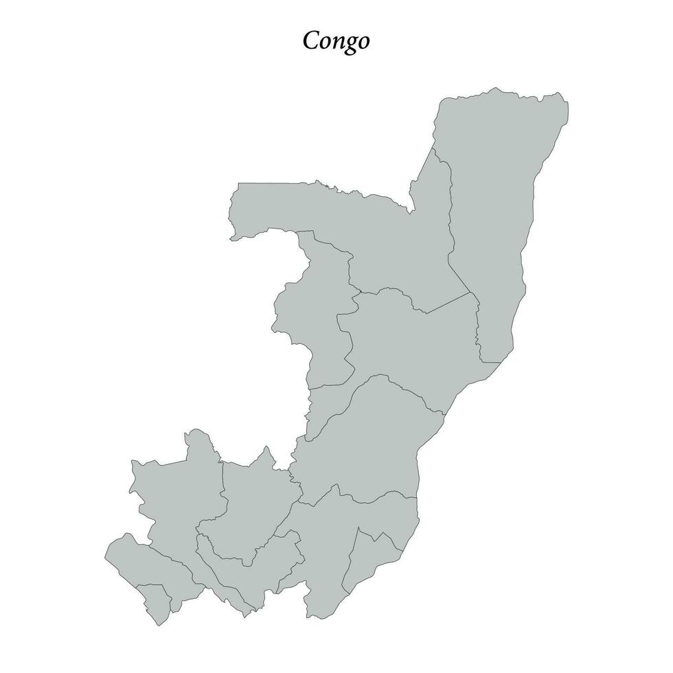 Simple flat Map of Congo with borders vector