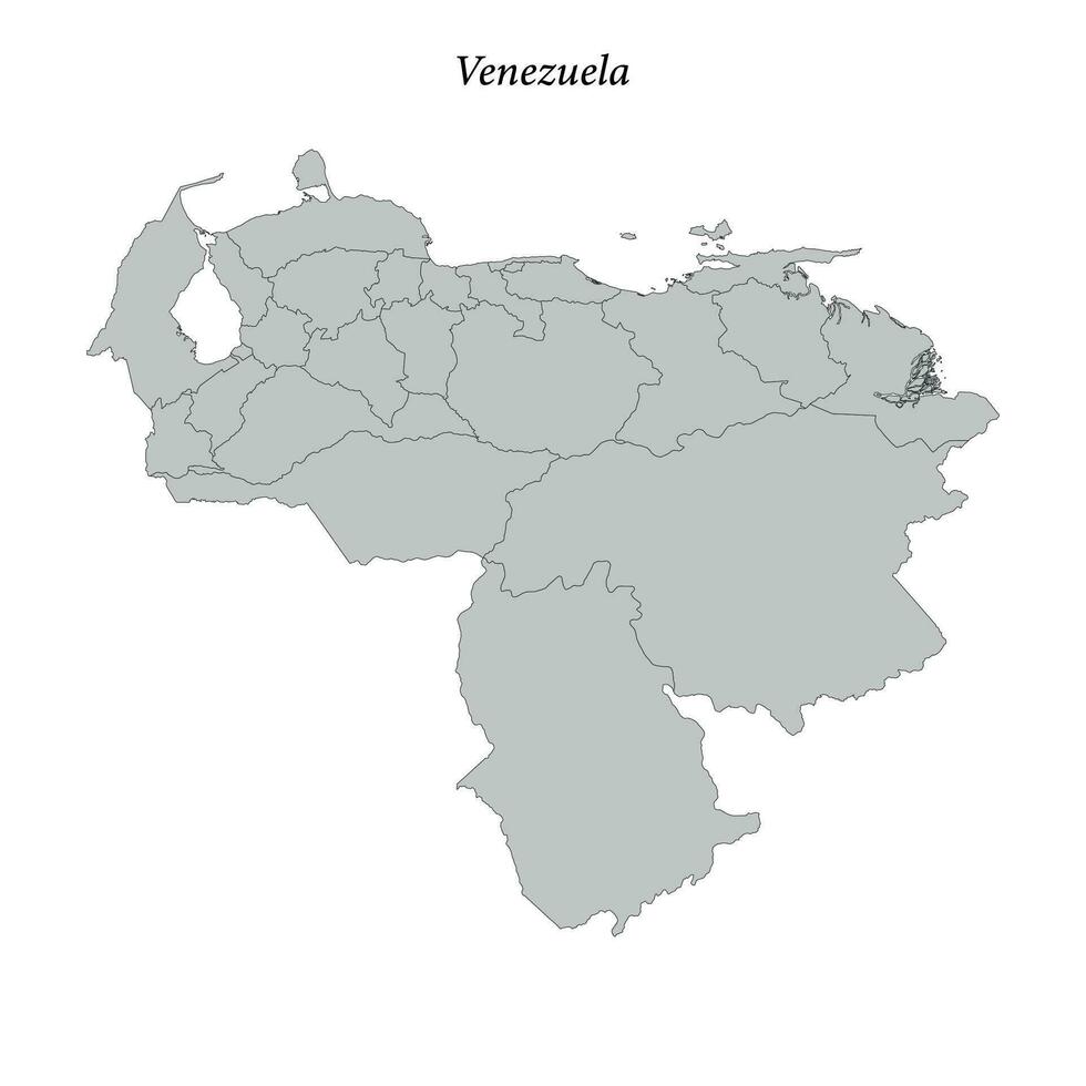Simple flat Map of Venezuela with borders vector