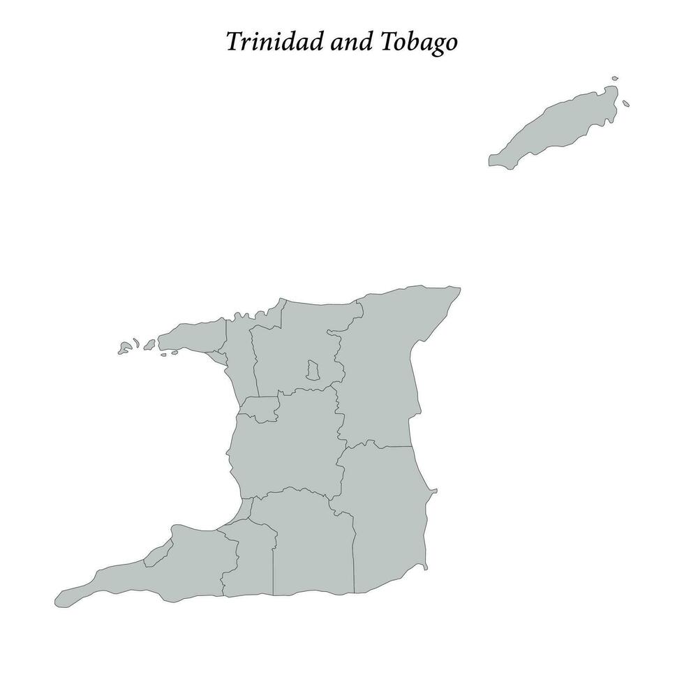 sencillo plano mapa de trinidad y tobago con fronteras vector