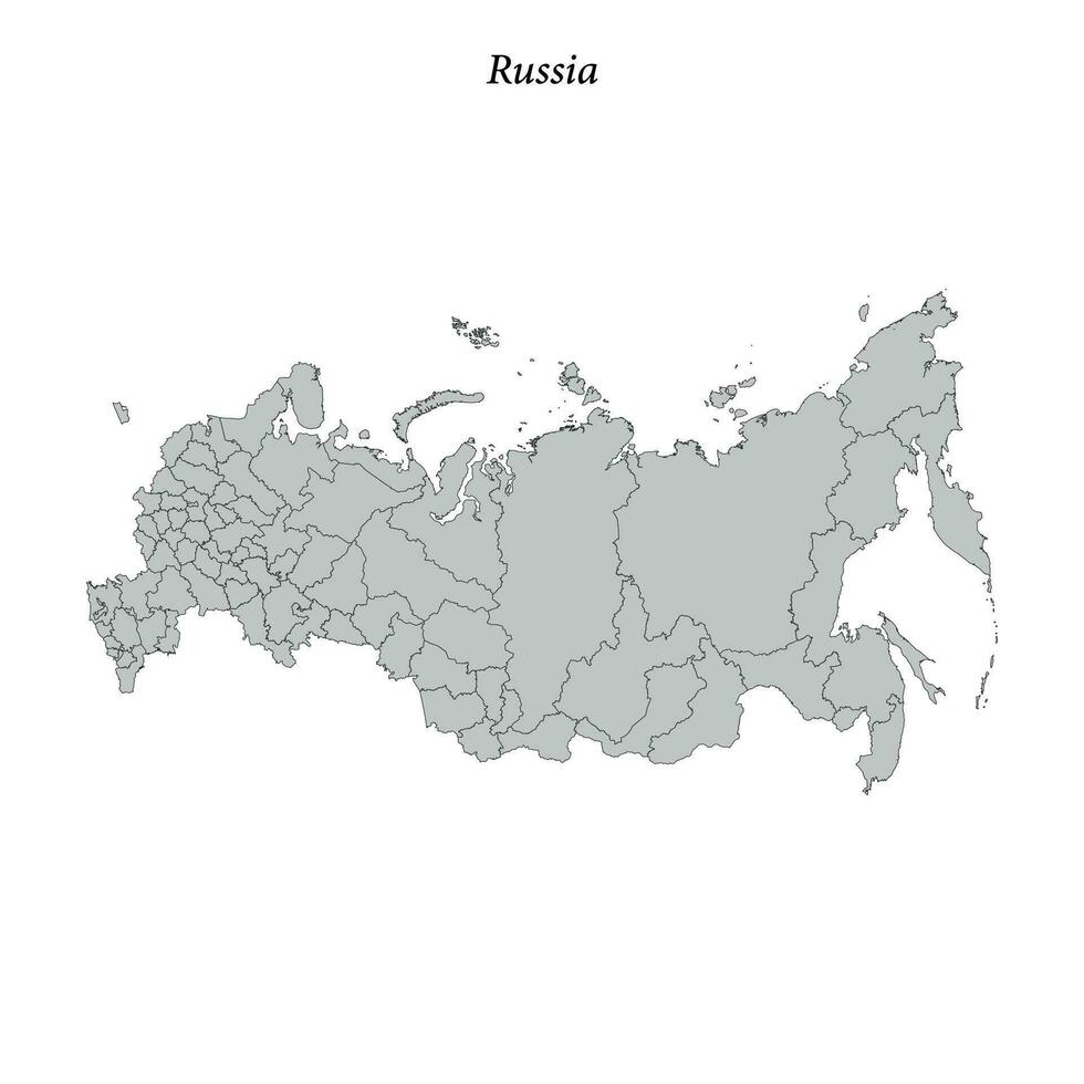 Simple flat Map of Russia with borders vector