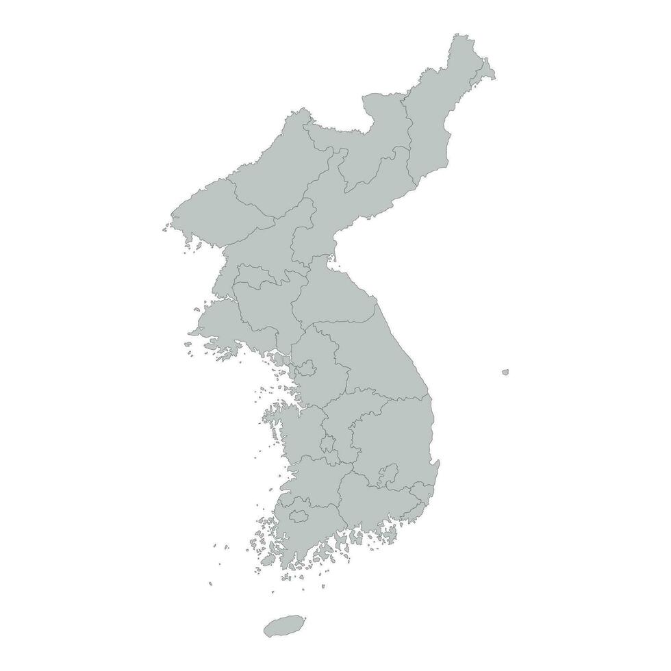 norte y sur Corea mapa con provincia bordes vector