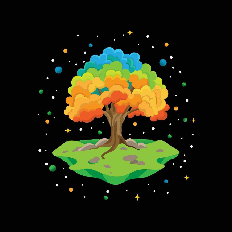 Colorful Artwork Depicting the Cosmic Tree of Life vector