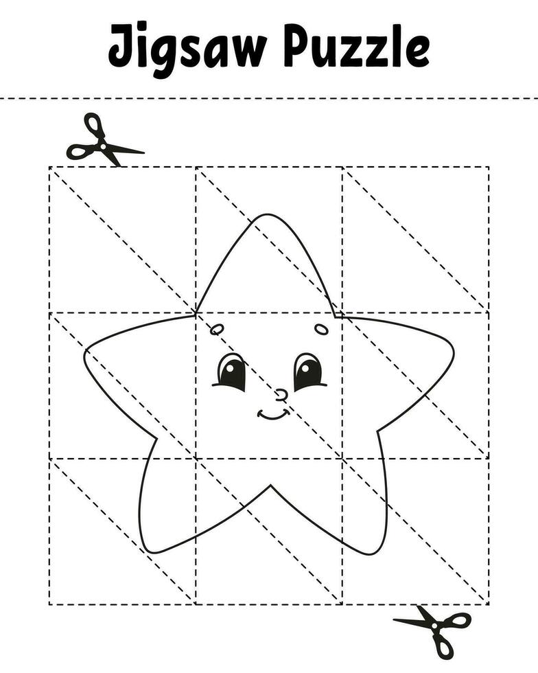 Jigsaw puzzle. Coloring page for kids. Vector illustration.