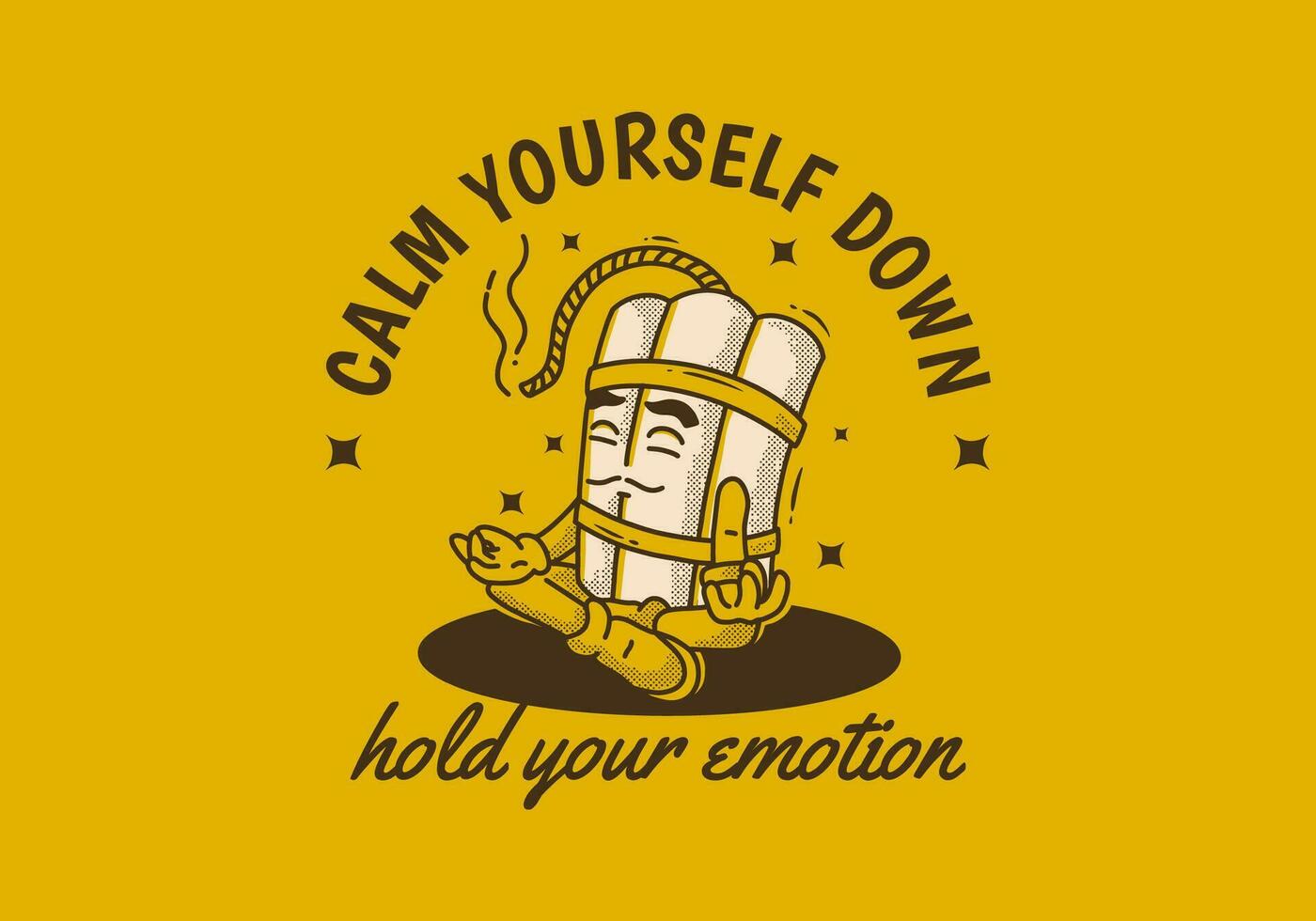 Calm yourself down hold your emotion. Mascot character design of tnt dynamite in meditation pose vector